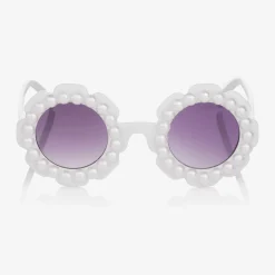 Angels Face Clothing Accessories*Girls White Floral Pearl Sunglasses