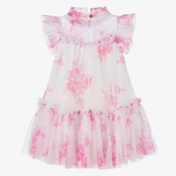 Angels Face Dresses*Girls White Floral Tulle Dress Begonia