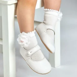 Story Loris Socks*Girls White Flower Cotton Socks