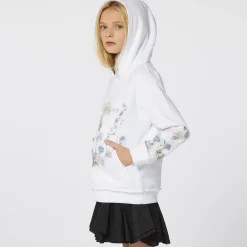 Givenchy Tops*Girls White Flower Print Cotton Hoodie