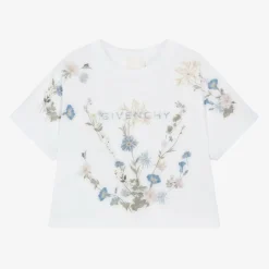 Givenchy Tops*Girls White Flower Print Cotton T-Shirt
