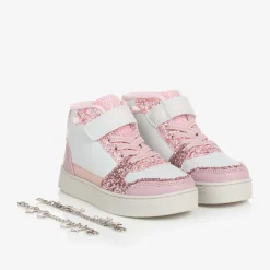 Lelli Kelly Trainers*Girls White Glitter Bracelet High-Top Trainers