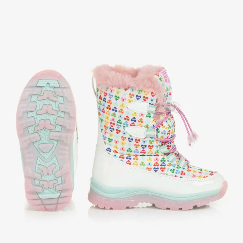 Agatha Ruiz de la Prada Snow Boots|Snow Boots*Girls White Heart Print Snow Boots