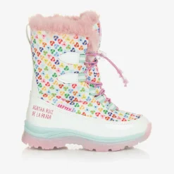 Agatha Ruiz de la Prada Snow Boots|Snow Boots*Girls White Heart Print Snow Boots