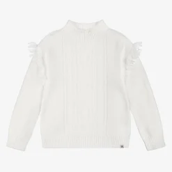 Boboli Tops*Girls White Knitted Cable Jumper
