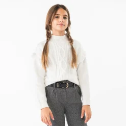 Boboli Tops*Girls White Knitted Cable Jumper