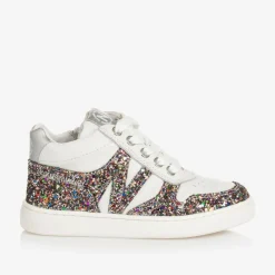 Naturino Trainers|Trainers*Girls White Leather & Glitter Trainers
