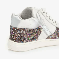 Naturino Trainers|Trainers*Girls White Leather & Glitter Trainers