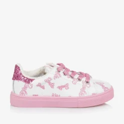Monnalisa Trainers|Trainers*Girls White Leather Barbie Trainers