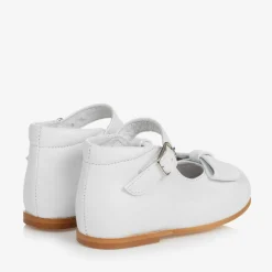 Childrens Classics Bar Shoes|Bar Shoes*Girls White Leather Bow Shoes