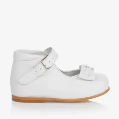 Childrens Classics Bar Shoes|Bar Shoes*Girls White Leather Bow Shoes