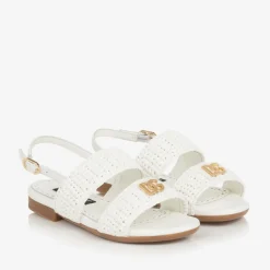 Dolce amp; Gabbana Sandals|Sandals*Girls White Leather Crochet Sandals