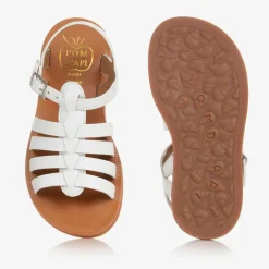 Pom dApi Sandals*Girls White Leather Sandals