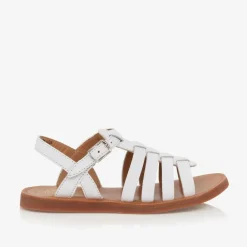 Pom dApi Sandals*Girls White Leather Sandals