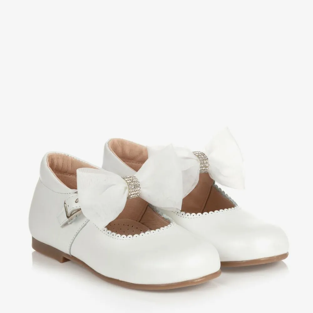 Childrens Classics Traditional Shoes|Bar Shoes*Girls White Leather Shoes