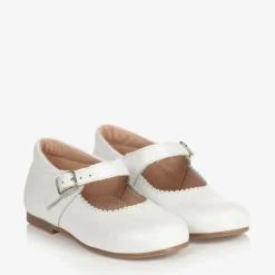 Childrens Classics Traditional Shoes|Bar Shoes*Girls White Leather Shoes