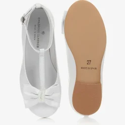 Childrens Classics Bar Shoes|Bar Shoes*Girls White Leather Shoes