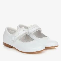 Childrens Classics Bar Shoes|Bar Shoes*Girls White Leather Shoes