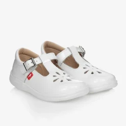 Chipmunks Traditional Shoes*Girls White Leather T-Bar Shoes