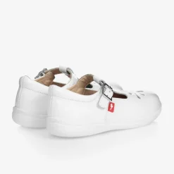 Chipmunks Traditional Shoes*Girls White Leather T-Bar Shoes