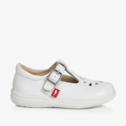 Chipmunks Traditional Shoes*Girls White Leather T-Bar Shoes