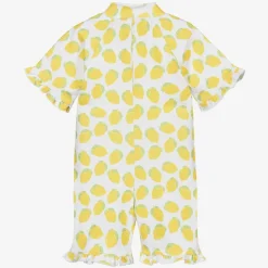 Mitty James Swimwear*Girls White Lemon Sun Suit (UPF 50+)