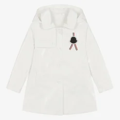 Moncler Enfant Coats & Jackets*Girls White Logo Raincoat