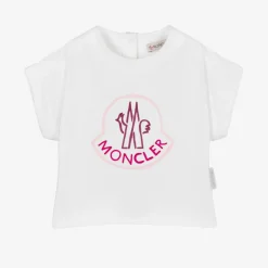 Moncler Enfant Tops*Girls White Logo T-Shirt