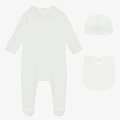 Chloé Babysuits*Girls White Organic Cotton Babysuit Gift Set