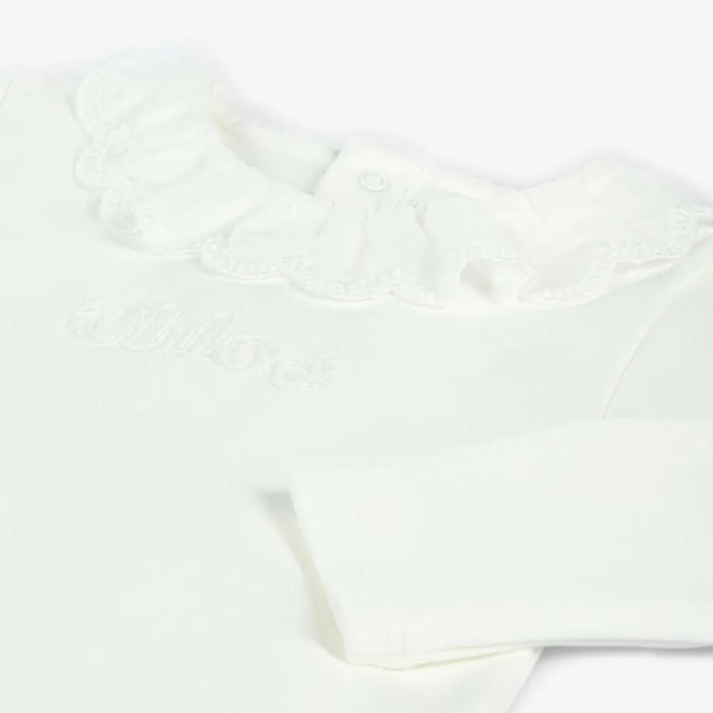 Chloé Babysuits*Girls White Organic Cotton Babysuit Gift Set