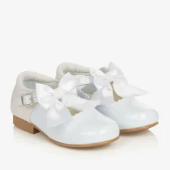 Sevva Bar Shoes*Girls White Patent Faux Leather Bow Shoes