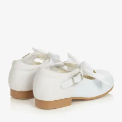 Sevva Bar Shoes*Girls White Patent Faux Leather Bow Shoes