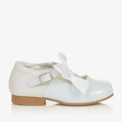 Sevva Bar Shoes*Girls White Patent Faux Leather Bow Shoes