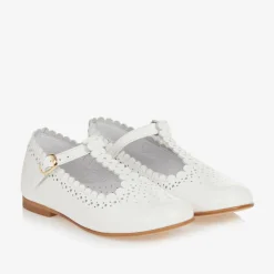 Beatrice amp; George Traditional Shoes|Bar Shoes*Girls White Patent Leather T-Bar Shoes