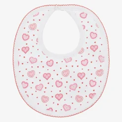 Kissy Kissy Feeding Accessories*Girls White Pima Cotton Heartfelt Hearts Bib