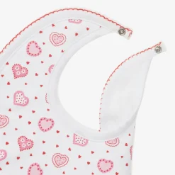 Kissy Kissy Feeding Accessories*Girls White Pima Cotton Heartfelt Hearts Bib