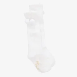 Pretty Originals Socks*Girls White Pom-Pom Cotton Socks