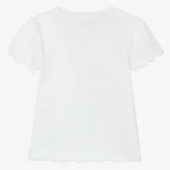 Guess Tops*Girls White Ribbed Cotton Jersey T-Shirt