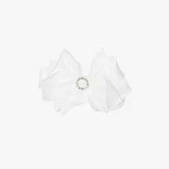 Bowtique London Hair Accessories*Girls Satin Bow Hair Clip (10cm) White