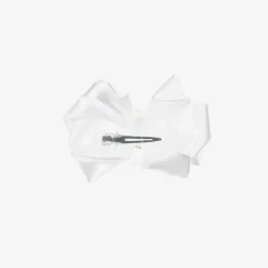 Bowtique London Hair Accessories*Girls Satin Bow Hair Clip (10cm) White