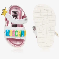 Moschino Kid-Teen Sandals*Girls White Star Leather Sandals