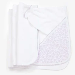 Kissy Kissy Towels & Robes*Girls White Summer Gardens Hooded Towel & Mitt Set