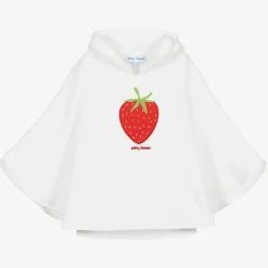 Mitty James Towels & Robes*Girls White Towelling Strawberry Poncho