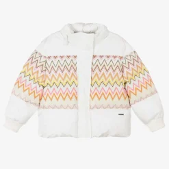 Missoni Coats & Jackets*Girls White Zigzag Down Puffer Jacket