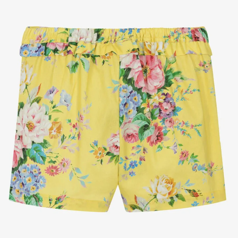 Rock Your Baby Shorts*Girls Yellow Cotton Floral Shorts