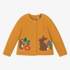 Frugi Tops*Girls Yellow Cotton Knit Rabbit Cardigan