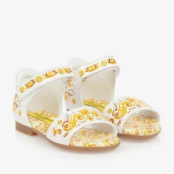 Dolce amp; Gabbana Sandals|Sandals*Girls Yellow Leather Majolica Sandals