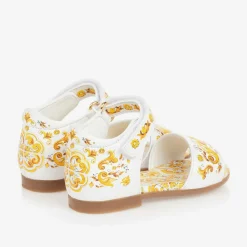 Dolce amp; Gabbana Sandals|Sandals*Girls Yellow Leather Majolica Sandals