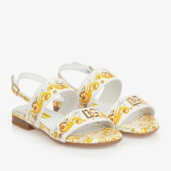 Dolce amp; Gabbana Sandals|Sandals*Girls Yellow Leather Majolica Sandals