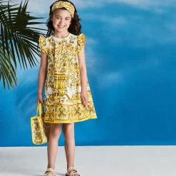 Dolce amp; Gabbana Sandals|Sandals*Girls Yellow Leather Majolica Sandals